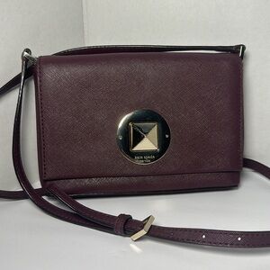 Kate Spade Newbury Lane Sally Mulled Wine Saffiano Leather Turnlock CrossbodyBag
